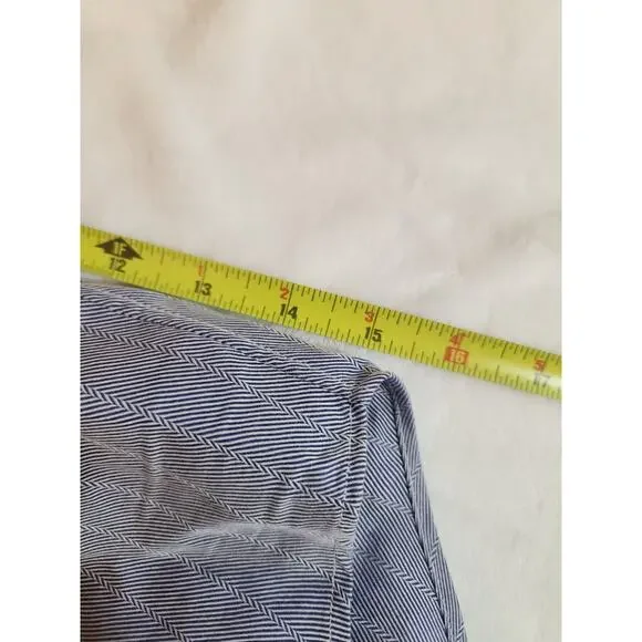 Robert Talbott Carmel 100% Cotton Shirt Mens XL Blue Herringbone Long Sleeve - Picture 7 of 13